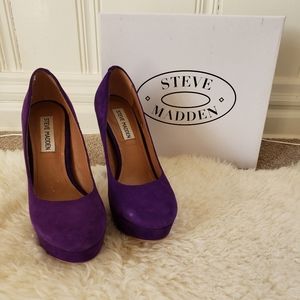 Purple Suede platform pumps